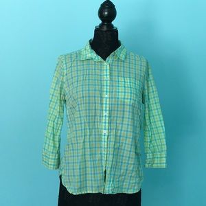 ⭐️Blue and green plaid button down